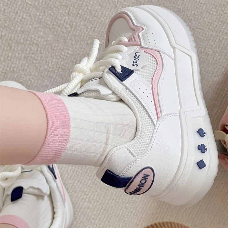 Original Niche Womens Volcanise Shoes Thick Sole Versatile Skateboard Shoes Breathable Lightweight Casual Sneakers