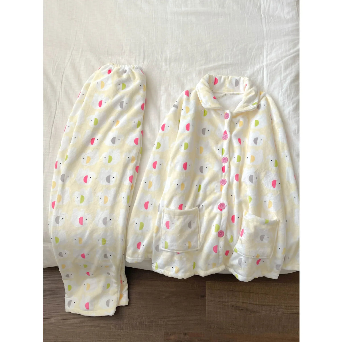 Cute Coral Fleece Long-Sleeve Womens Pants Set Winter 2026 Casual Home Wear Thick Fleece Lined Can Be Worn Outerwear Pajamas Set