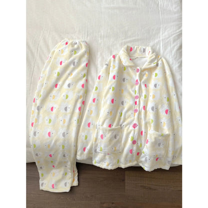 Cute Coral Fleece Long-Sleeve Womens Pants Set Winter 2026 Casual Home Wear Thick Fleece Lined Can Be Worn Outerwear Pajamas Set