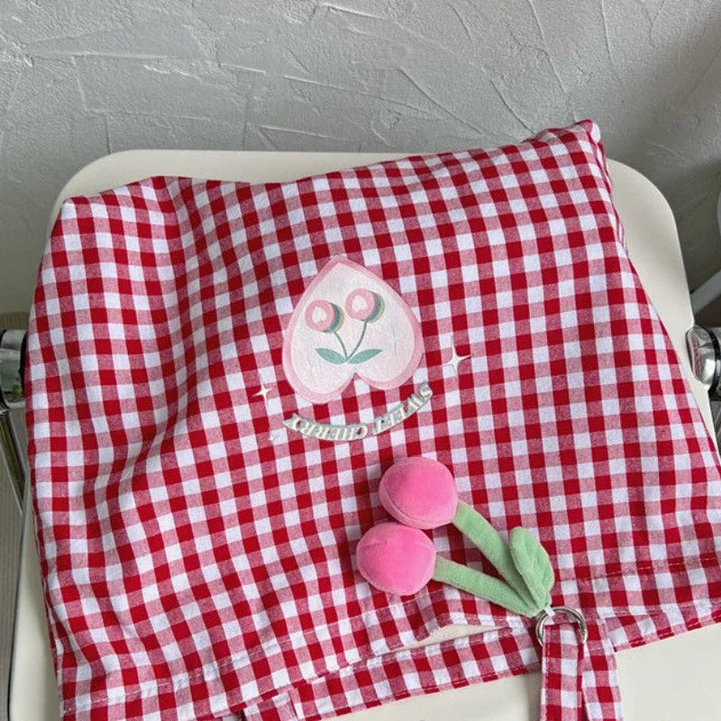 All Match Vintage Sweet Cute Plaid Tote Bags Fashion Casual Preppy Handbag Y2k Canvas Women Shoulder Underarm Bag High-capacity