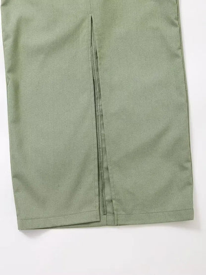 V-neck Green Slip Sexy Backless Dress For Summer Slim Slit Vacation Beach Long Dress Cotton Linen Blend Woman Clothing