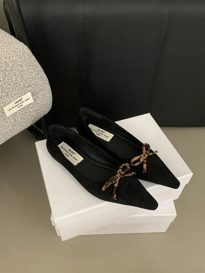 Pointed Toe Women Loafers New Arrivals Autumn Spring Dress Shoes Low Heeled Flats Bow Design Casual Slides Mules Shoes
