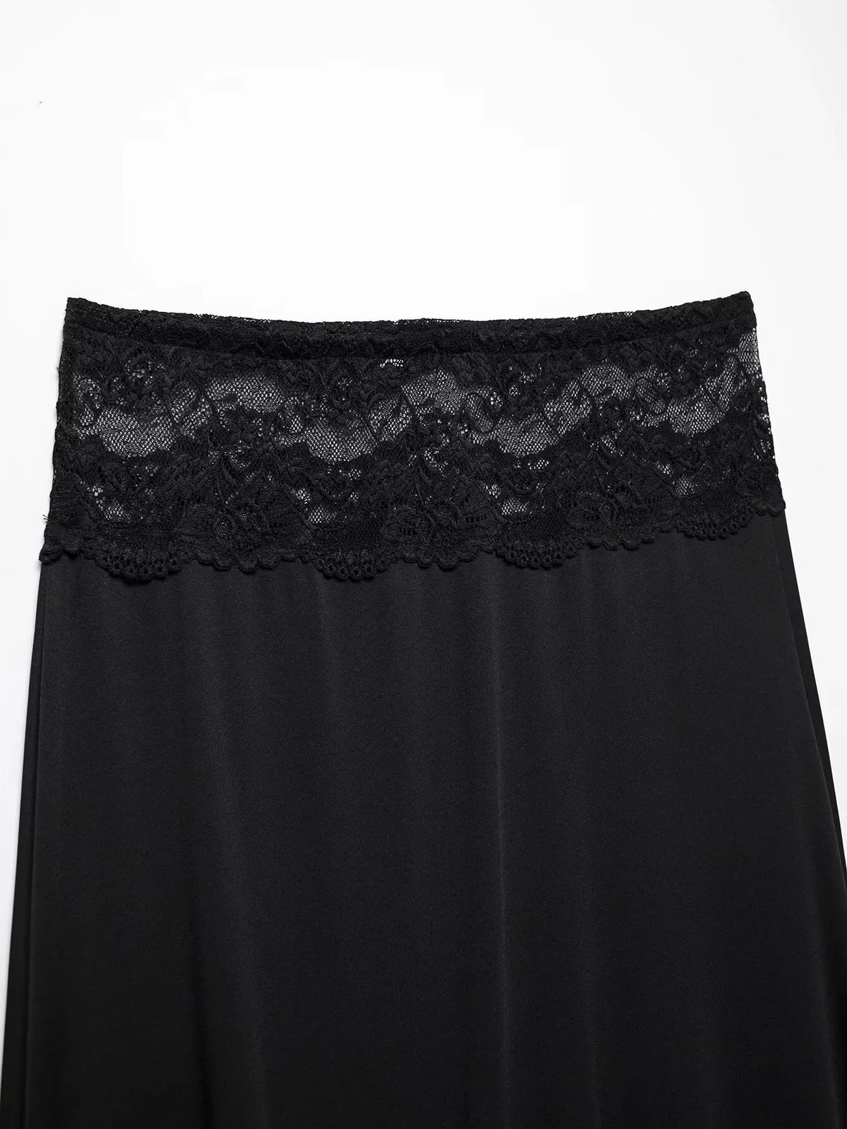 Lace Splicing Mid-Length Skirt Women High-Waisted Fluid Stylish Casual Commuter Skirt Spring Summer New Street Skirt
