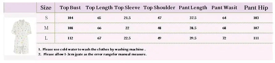 Heart Print Lapel Short Sleeve Top + Shorts Pajamas Loose 100% Cotton Comfortable Women Sets Casual Homewear Sleepwear Outfits