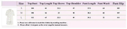 Heart Print Lapel Short Sleeve Top + Shorts Pajamas Loose 100% Cotton Comfortable Women Sets Casual Homewear Sleepwear Outfits