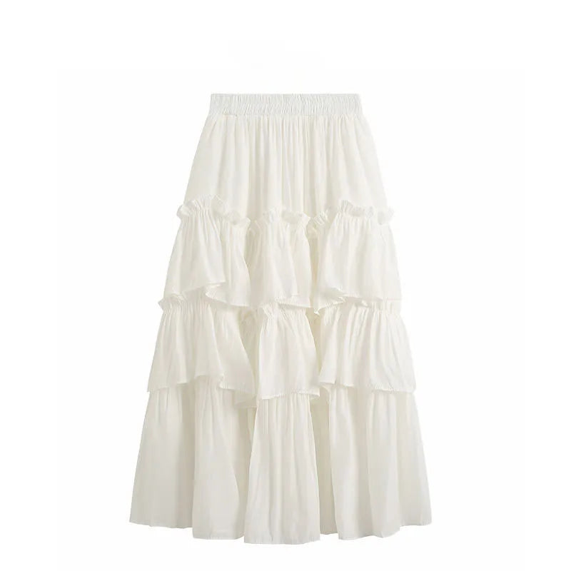 Korean Fashion Skirts for Women Vintage Streetwear French Style Skirts Midi Versatile Sweet 2024 New Spring Summer Skirts