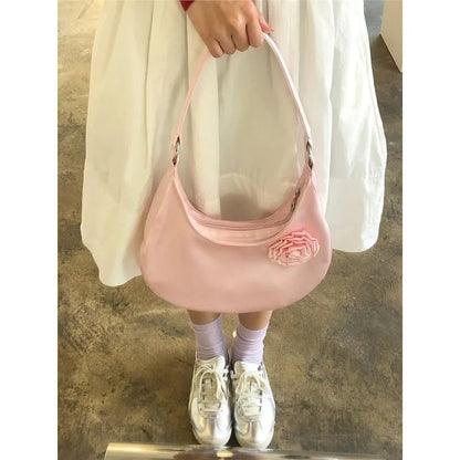 Vintage Casual Patchwork Flower Shoulder Bags Streetwear All Match Trendy Underarm Bag Fashion Simple Casual Women's Handbags