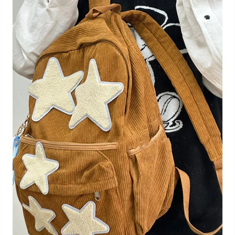 Fashion Five Point Star Backpack Japanese Cute Girl Junior High School Student Versatile Schoolbag Girl Backpacks