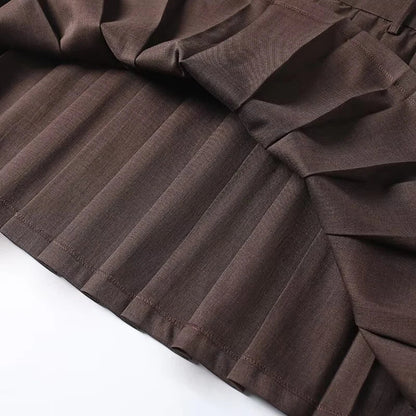New Commuting Preppy Style Pleated Skirt For Women Side Zipper High Waist Spring Autumn Knee Length Skirts