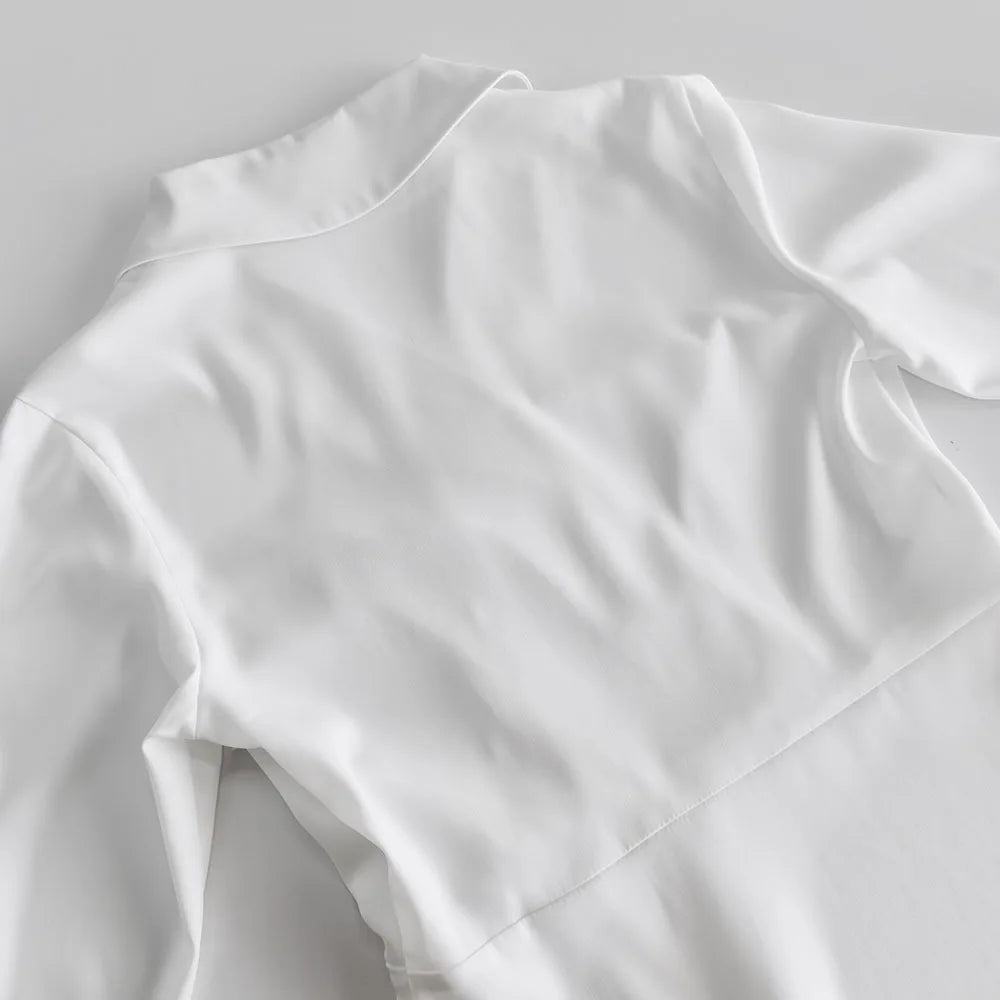 White Irregular Mini Dress Women Spring V Neck Long Sleeve A-line Suit Vestidos Simple Casual Fashion Short Dresses 2025 New