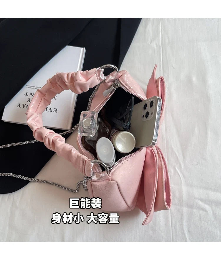 Bow Totes Hobos Shoulder Crossbody Bag for Women Casual Handbag and Purses 2024 New Trendy Design Messenger Bags