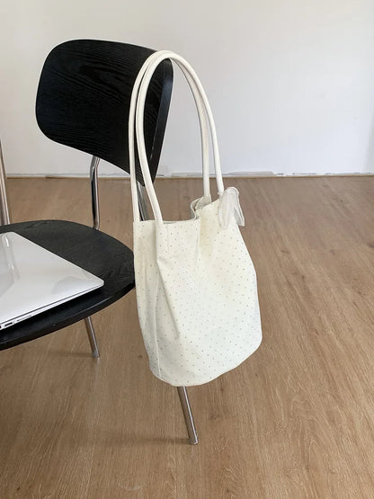 Sweet Girl Shoulder Bag Women's Korean Diamond Handbags New Summer Nylon Bow Tote Bags