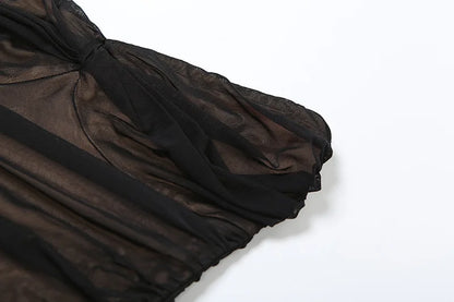 Sexy Sheer Bodysuit Women Summer Double Deck Strapless Solid Folds Skinny Beach Coquettish Fashionable Clubwear Tops