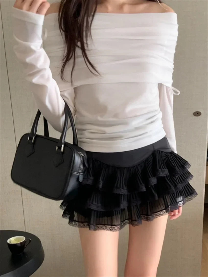 2024 Full Sleeve Sunscreen T-Shirts Women Solid Soft Casual Slash Neck Summer Slim Daily All Match Office Lady Tees