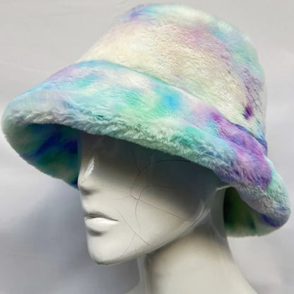Winter 58-60cm XL Faux Fur Bucket Hat For Women Outdoor Warm Luxury Oversize Fisherman Hat Girl Trendy Party Long Fur Panama Cap