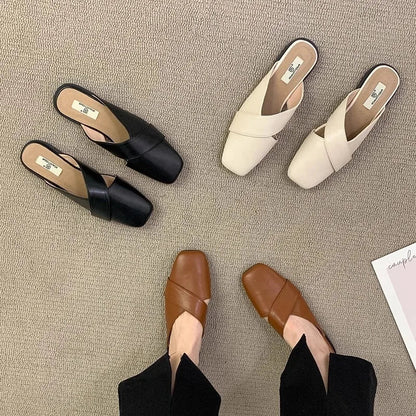 New Summer Baotou Half Women's Slippers Anti-slip Wear Fashion Outdoor Ladies Mules Casual Lovely Wind Woman Sandals