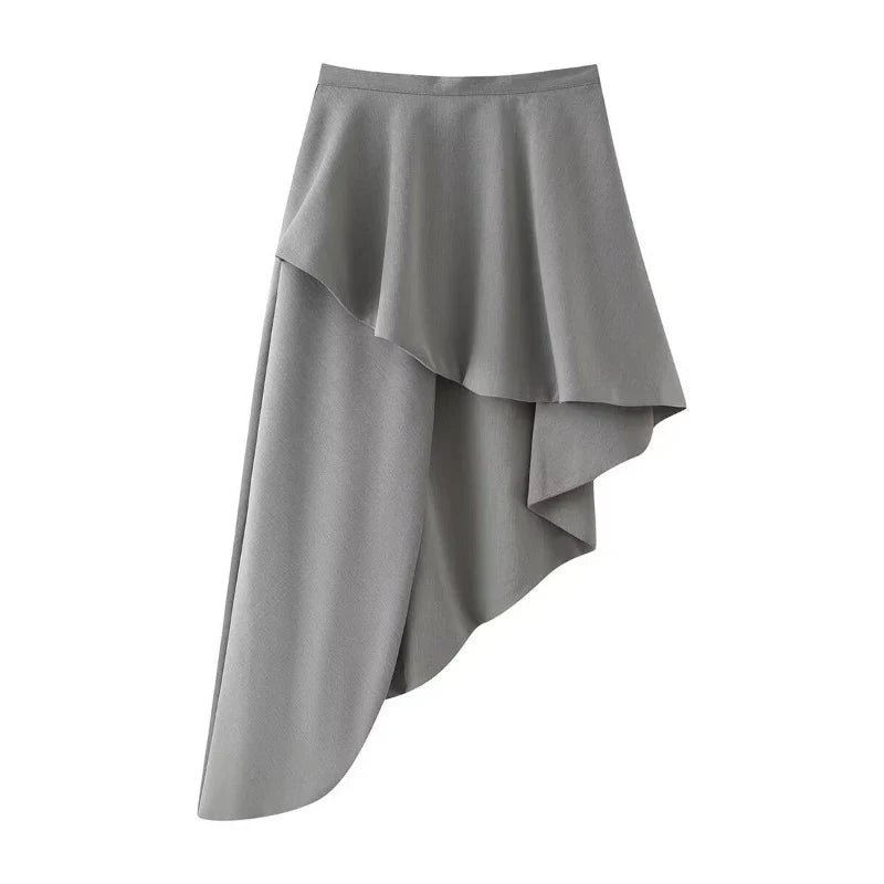 Stylish Irregular Casual Skirt Women Solid Commuting High-Waisted Irregular Layered Skirt Spring Summer New Street Skirt