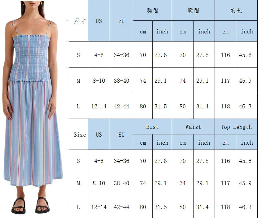 Summer Striped Holiday Long Dress Women Elegant Fashion Sleeveless Sling Dresses Female Casual Simple A-line Vestidos 2024 New