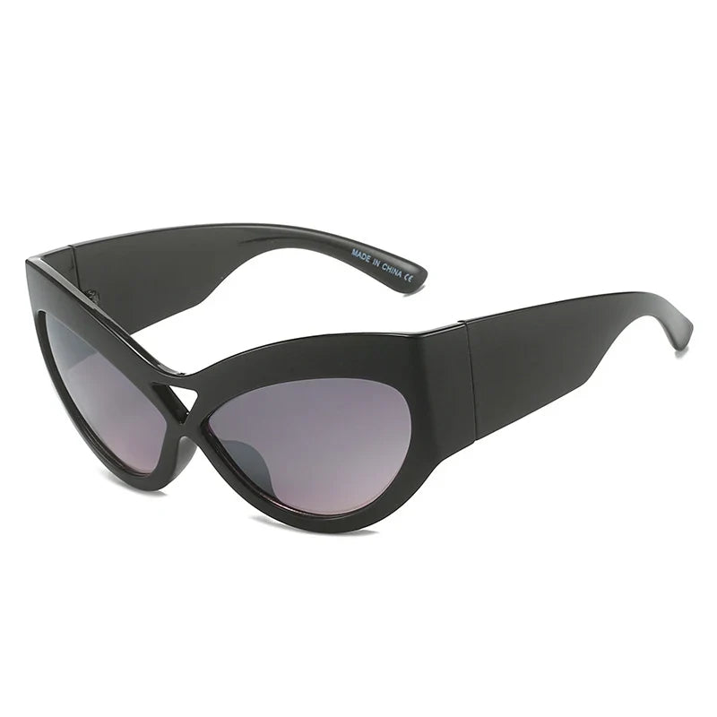 Fashion Y2K Cat Eye Sunglasses Women Retro Big Butterfly Shape Hollow Eyewear Shades UV400 Trending Wide Legs Men Sun Glasses