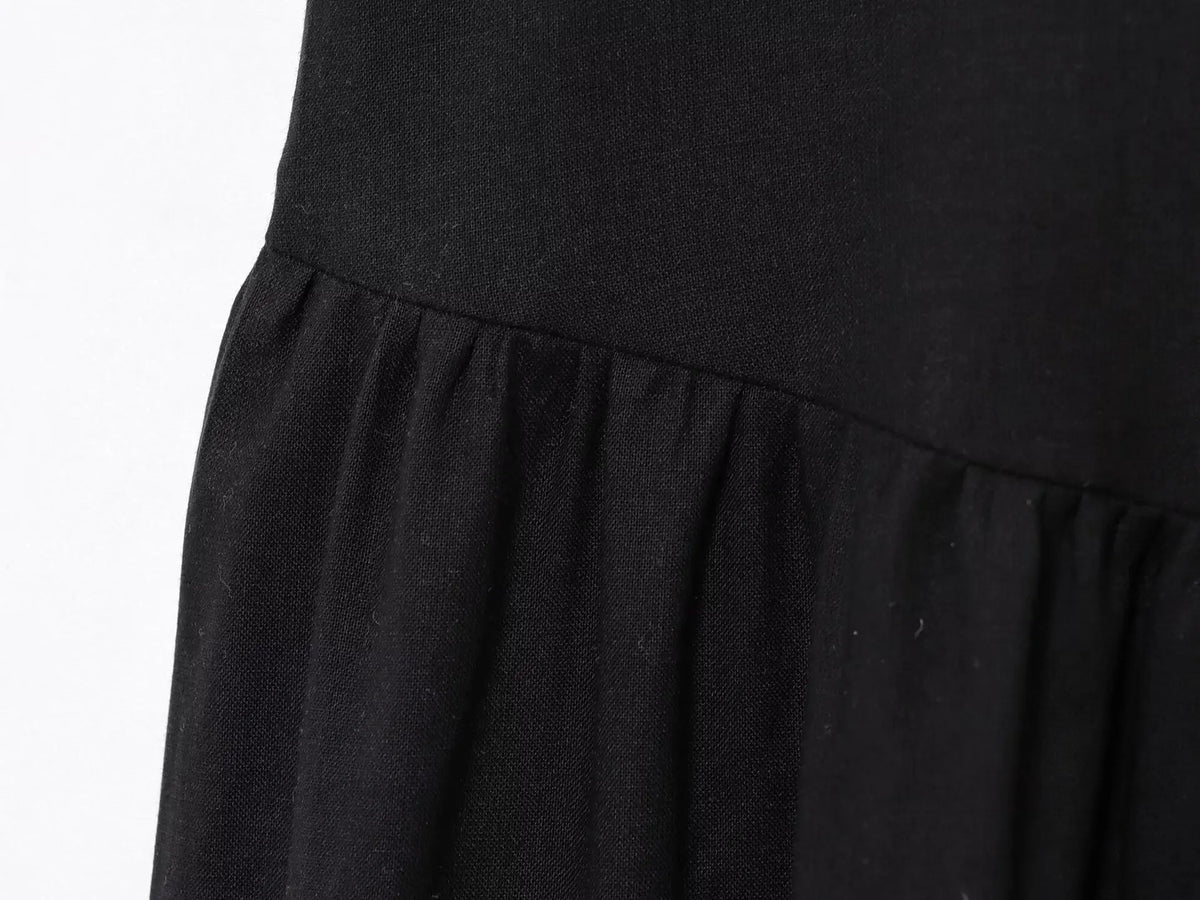 Women's Commuter Retro Dress Summer New Black Suspender Multi-layered Stitching Beach Holiday Dress Sexy V-neck Casual Fashion