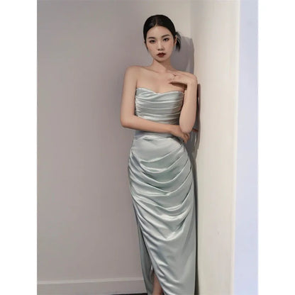 New Chinese Style Morning Gowns Light Luxury Minority Toast Clothing Tube Top Dress