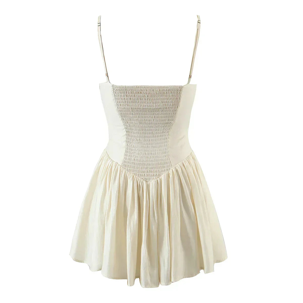 Spaghetti Strap Ruched Sweetheart Drop Waist Tiered Ruffle Mini Dress
