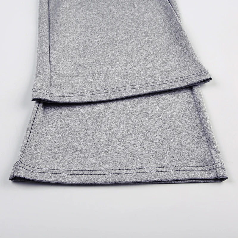 Sweetown Gray Slim Sleeveless V Neck Vest And V Shape Waist Flared Leggings 2 Pieses Pants Sets Womens Summer Baddie Outfits