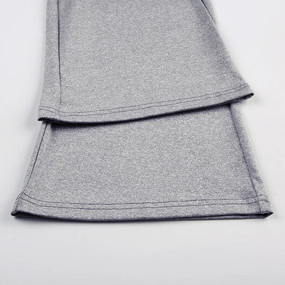 Sweetown Gray Slim Sleeveless V Neck Vest And V Shape Waist Flared Leggings 2 Pieses Pants Sets Womens Summer Baddie Outfits