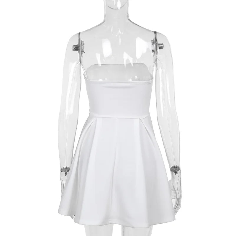 Strapless Corset Panel Pleated Fit and Flare Mini Dress
