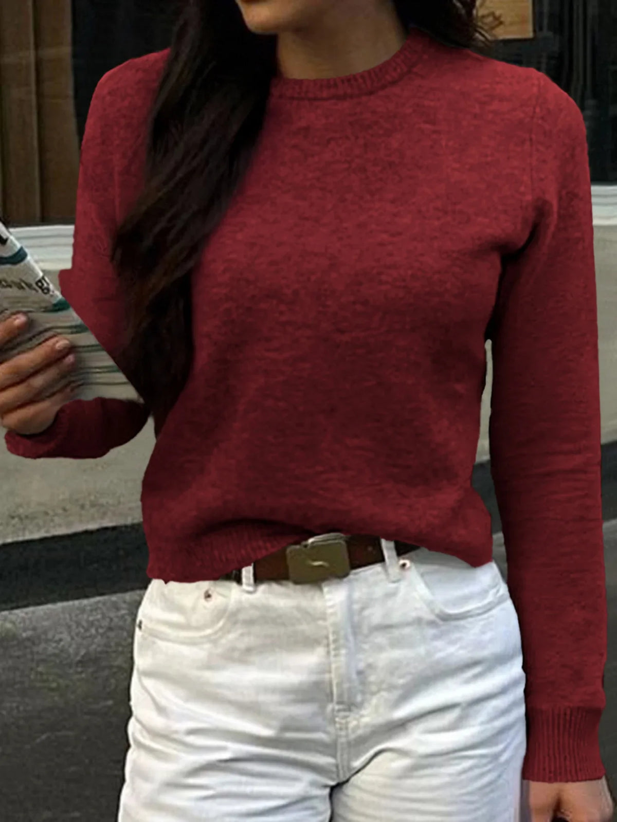 Autumn and Winter Casual Style Pullover Woolen Long Sleeved Base Sweater Women's Sweater