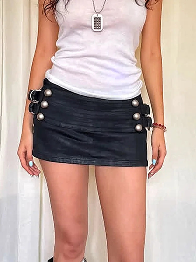 Hottie Skirt Women Metal Ring Double-Breasted Tie-Dye Print Folds Sexy Midnight Fashion Music Festival Streetwear