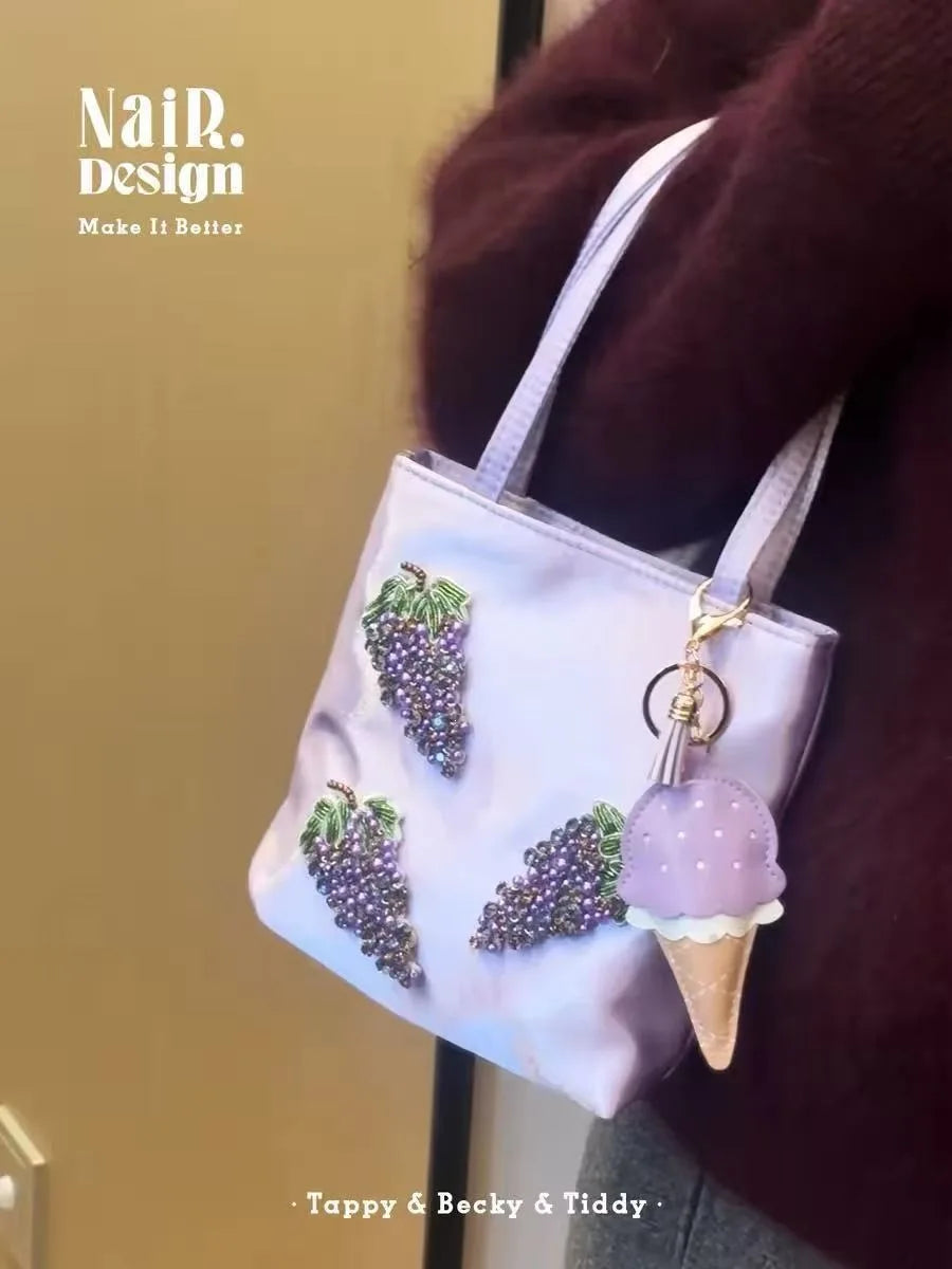 Patchwork Embroidery Luxury Exquisite Women's Handbags Korean Sweet Y2k Aesthetic Clutches Fashion Purses Casual Top-Handle