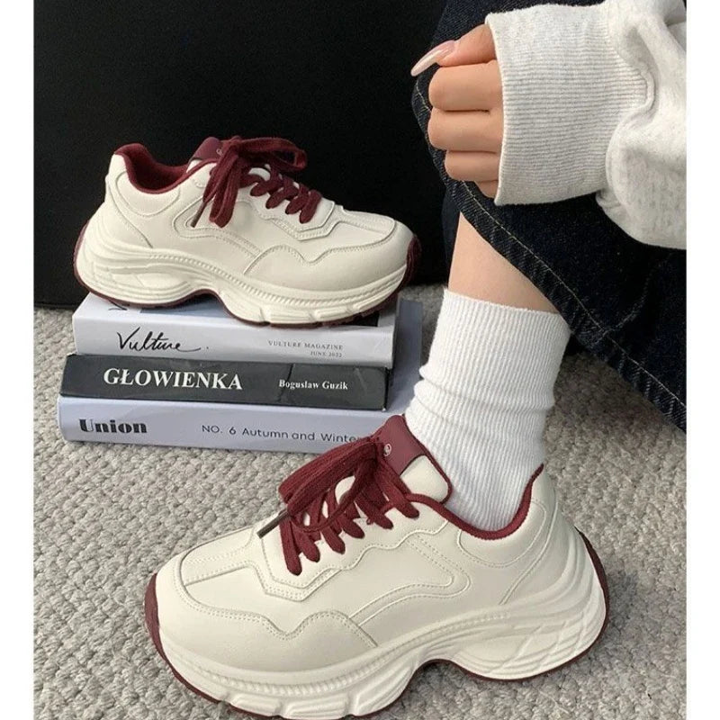 Retro Style Womens Trainers Thick Bottom Ultra Soft Height Increase Chunky Shoes Women Sports Waterproof Womens Shoes