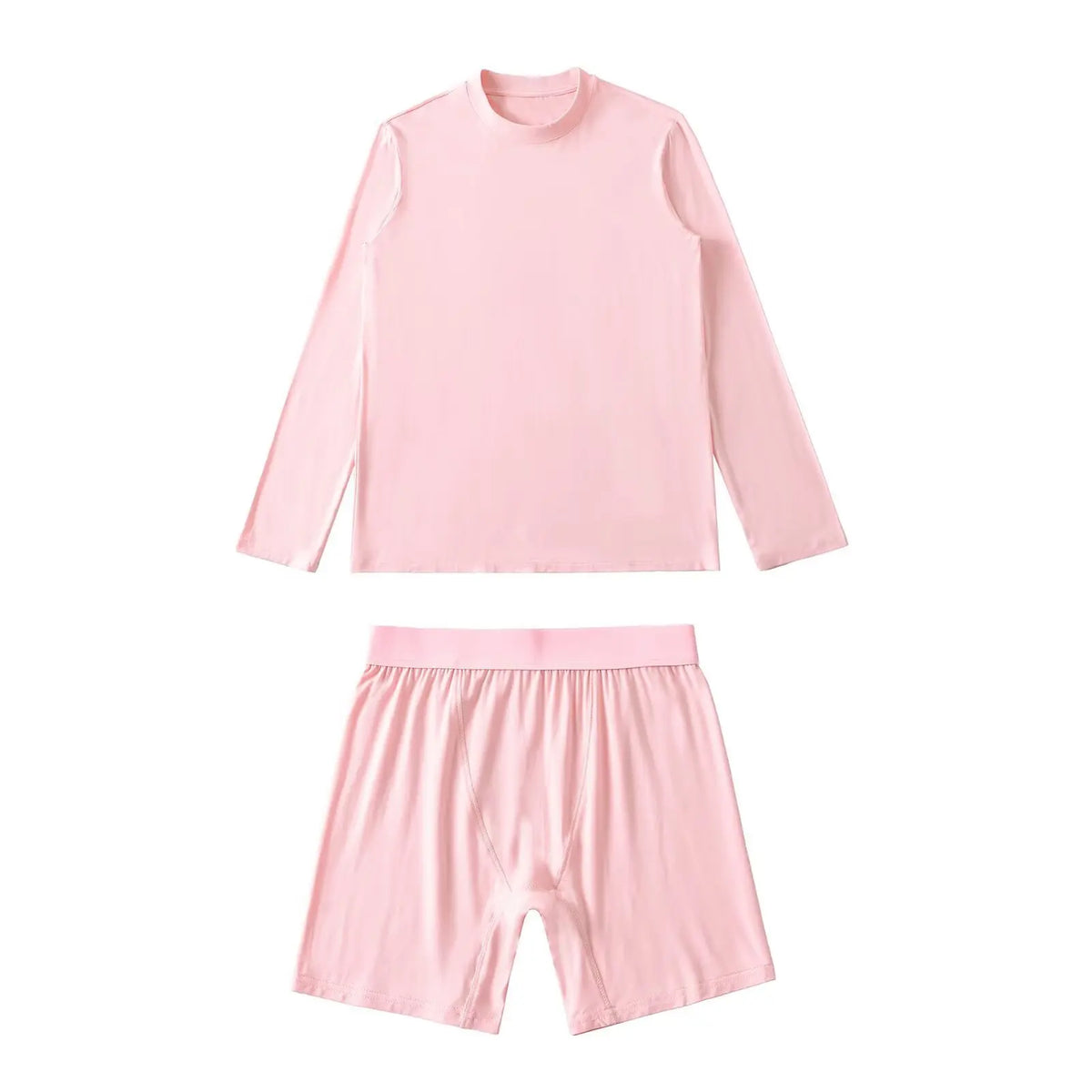 Solid Cozy Home Suits For Women Summer Crew Neck Long Sleeve Loose T-shirt+Slim Shorts Sets Simple Casual Fashion Two-piece Set