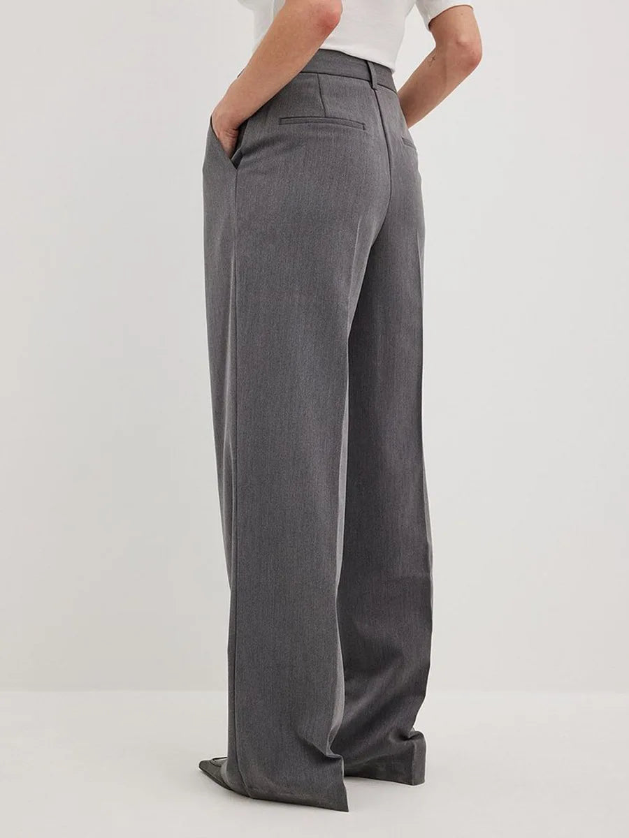 Women's Spring Summer New Loose Wide-Leg Suit Pants Elegant Office Classic Straight-Leg High-Waist Suit Trousers