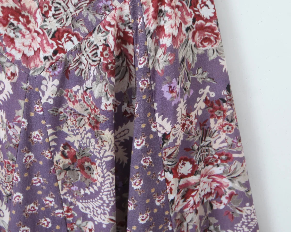 Vintage Floral Print Sling Vacation Dress Women New 2026 A-line Midi Big Swing Casual Summer Dresses