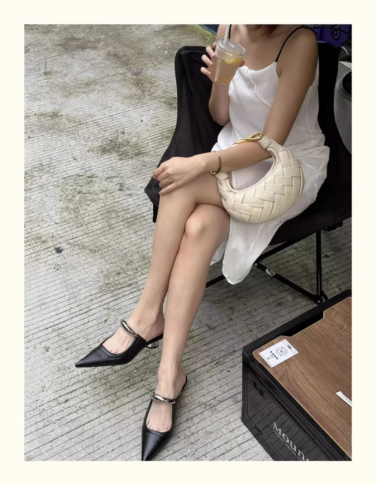 Brand New for Dropship Slip On Pointy Toe Mules Sandals Elegant Mid Heels Comfort Walking Summer Slides Mules Shoes