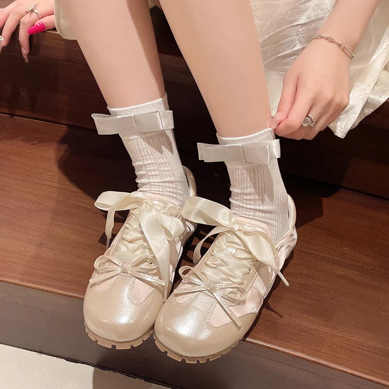 Designer Women Mary Jane Shoes Fashion Shallow Butterfly-knot Shoes Ladies Comfort Non Slip Walk Shoes