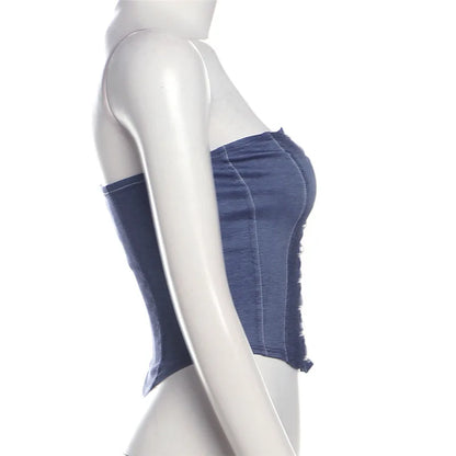 Autumn new women's fashion lace sexy fashion cross strap design Slim denim small vest