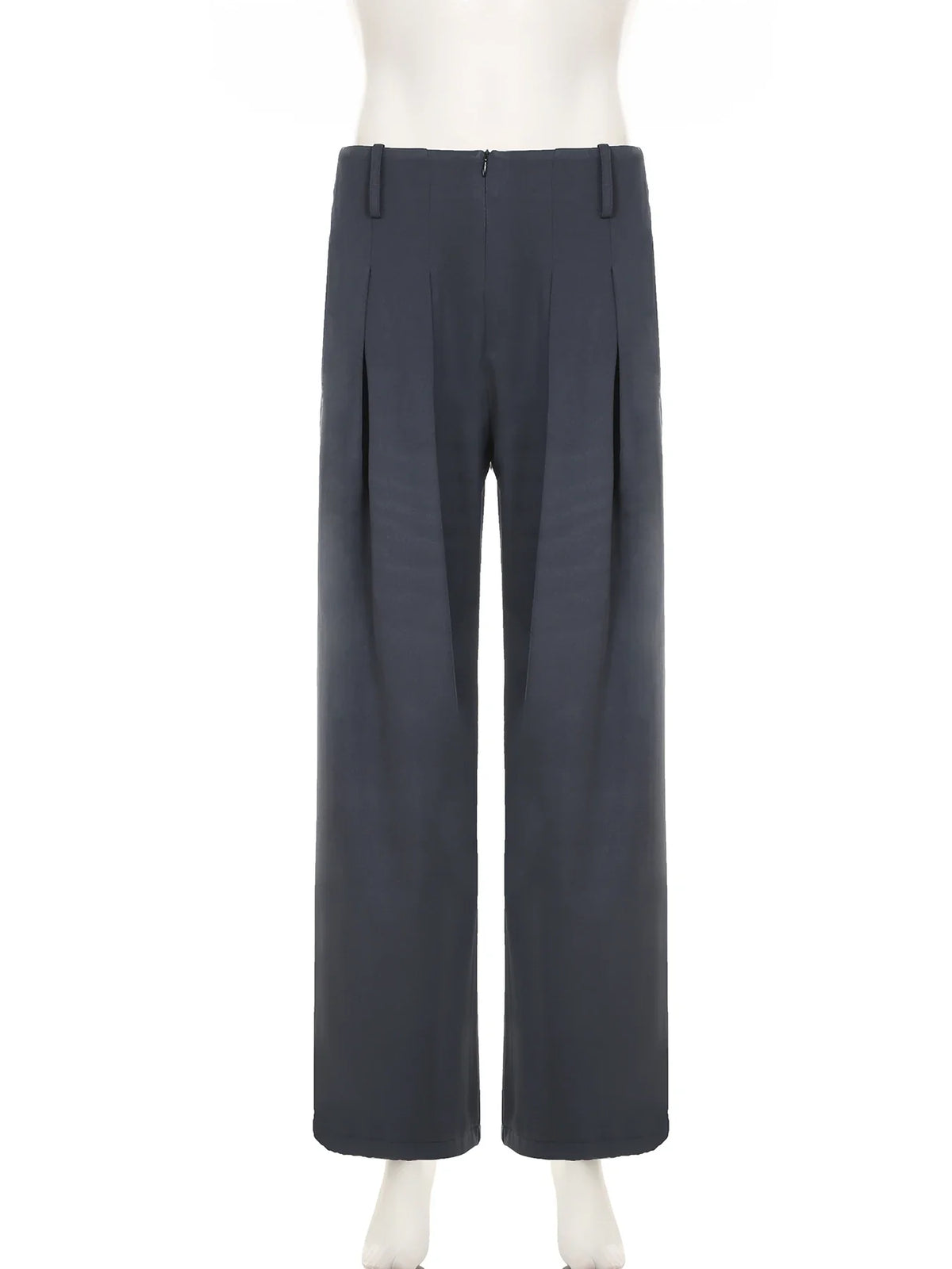 Casual Loose Folds Suit Pants Basic Solid Mid-Waisted Wide Leg Pants Women Autumn Spring Fashion Streetwear Ladies