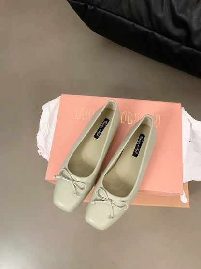 Women Shoes Brand Designer Mary Janes Shoes Summer Butterfly Knot Japanned Slip On Flats Vintage Narrow Band Dress