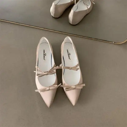 Boat Shoe Low Heels Increas Height Female Footwear Bow-Knot Pointed Toe Clogs Platform Ballerinas Woman 2025 Dress Butterfly Com
