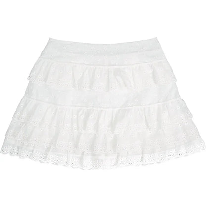Cotton Shorts Skirt Women Lace Embroidery Elastic Waist Cute Mini Cake Skirt for Sweet Girls Lolita Style Kawaii Clothes