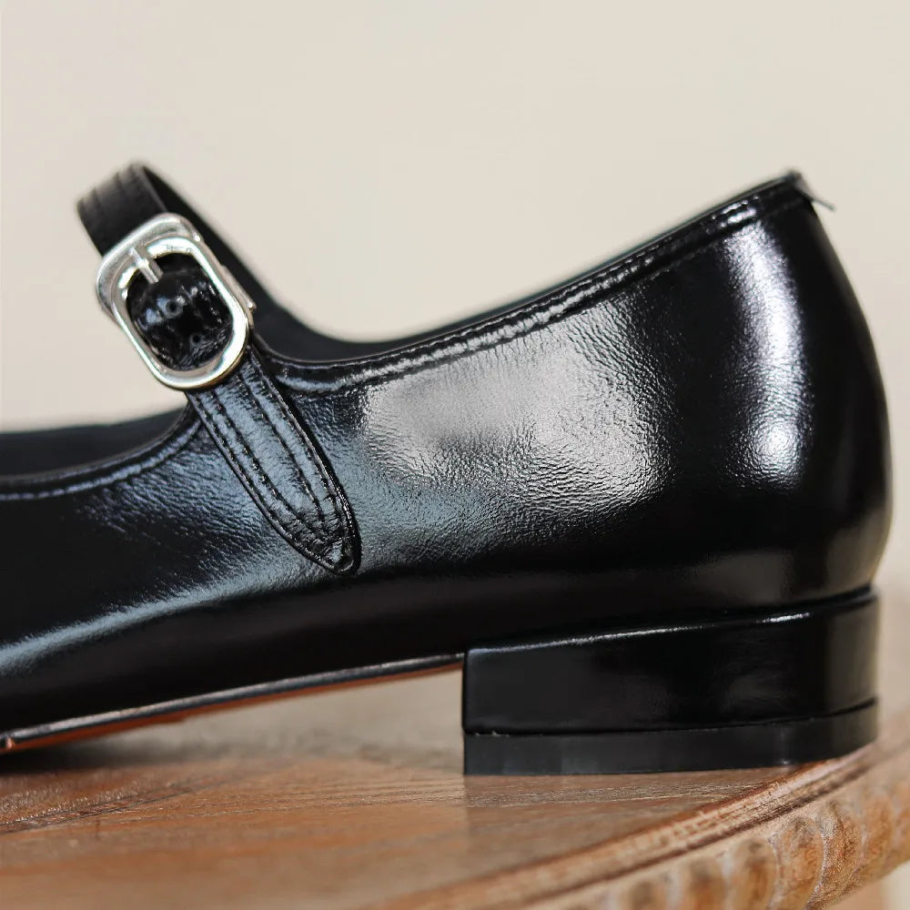 Women's genuine leather round toe metal belt slip-on ballet flats leisure soft comfortable casual daily mary jane ballerinas hot