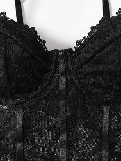2025 new lei sexy pure desire lace lace mesh sexy street slim thin backless jumpsuit