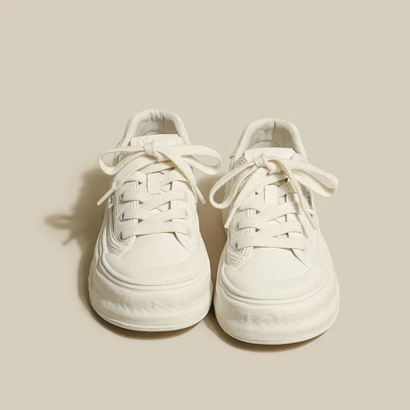Off White Canvas Women Footwear Lace Up Flat Ladies Shoes Walking Shoe Trends Free Shipping Promotion New Offer on A Urban