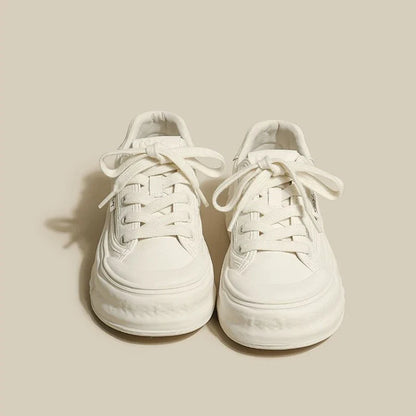 Off White Canvas Women Footwear Lace Up Flat Ladies Shoes Walking Shoe Trends Free Shipping Promotion New Offer on A Urban