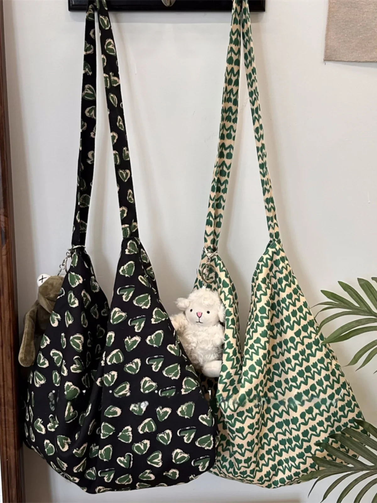 Large Capacity Floral Cotton Floral Print Underarm Bag Single Shoulder Tote Bag Artistic Style Casual Leisure Handbag