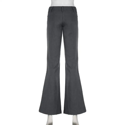 Sophisticated Pants Textured Pleated Low-Waist Pants Figure-Flattering Tailored Woven Pants Curve Enhancing Long Trousers