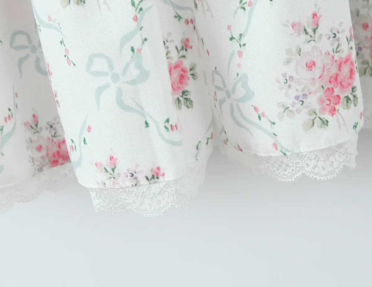 Women Bow O Neck Sleeveless Floral Print Boho Dresses Front Lace Up A-line Midi Summer Dress Chic Lady Holiday Party Robe